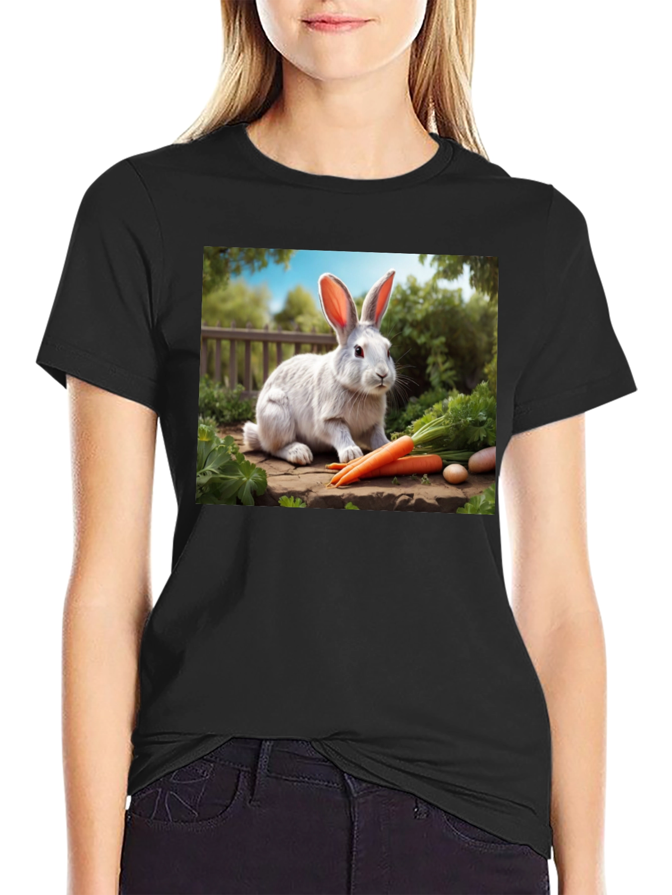 Rabbit & Carrot Graphic Tee - Cute Animal Shirt