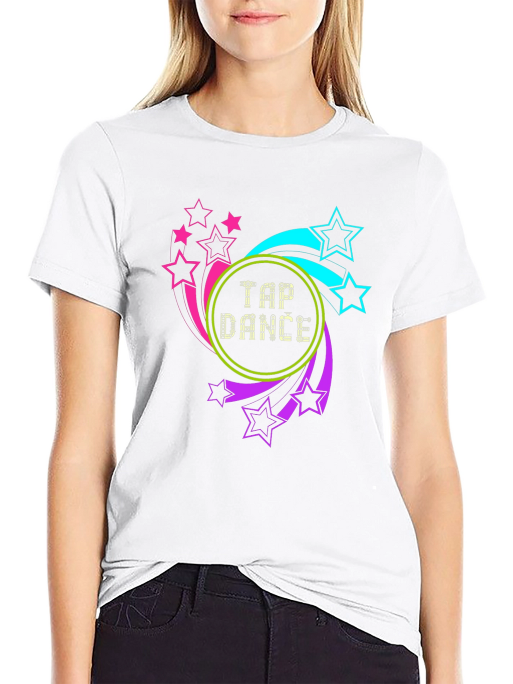 Tap Dance Stars Graphic Tee - Black Cotton Blend