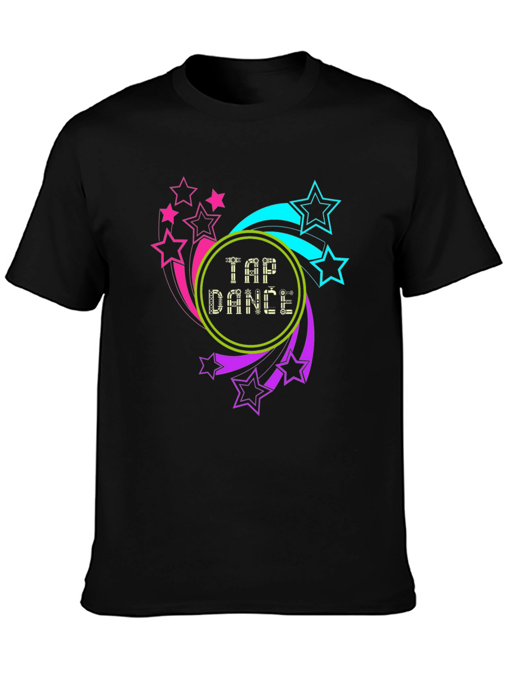 Tap Dance Stars Graphic Tee - Black Cotton Blend