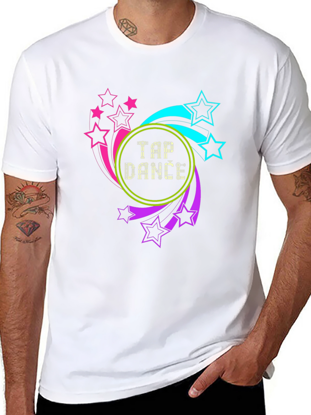 Tap Dance Stars Graphic Tee - Black Cotton Blend