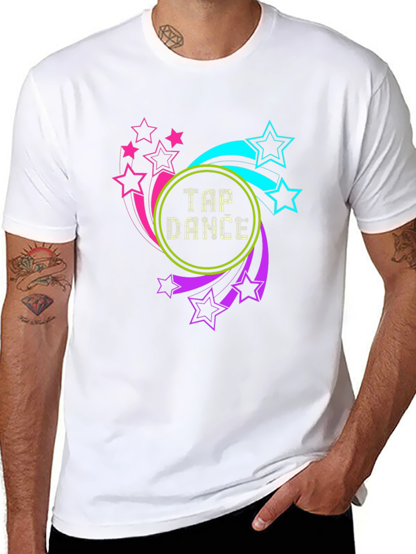 Tap Dance Stars Graphic Tee - Black Cotton Blend