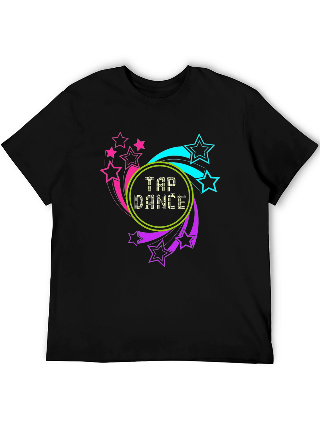 Tap Dance Stars Graphic Tee - Black Cotton Blend