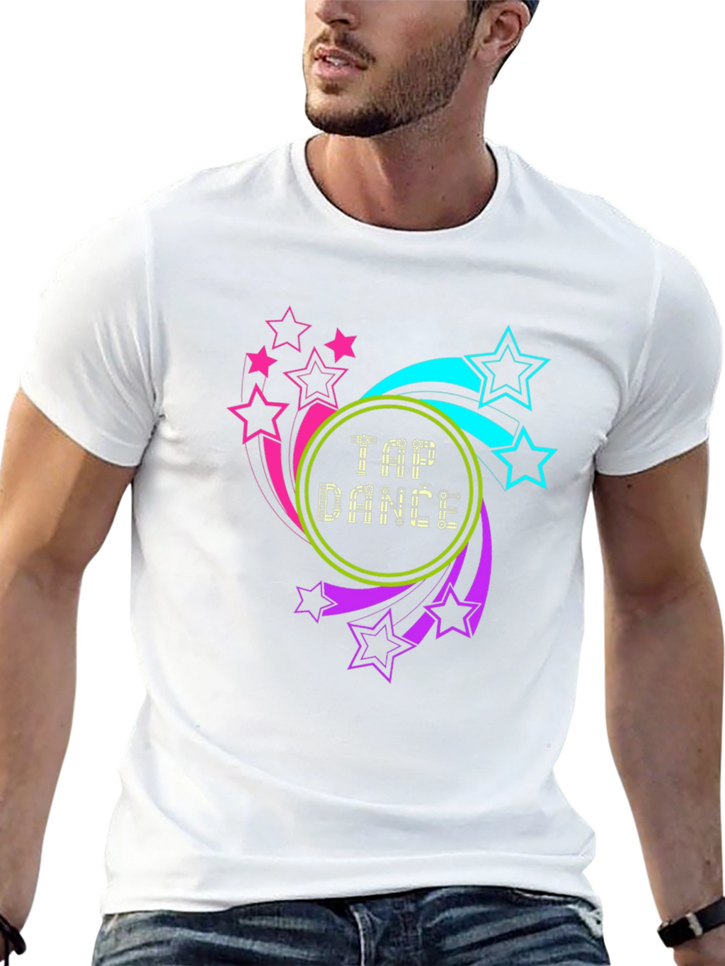 Tap Dance Stars Graphic Tee - Black Cotton Blend
