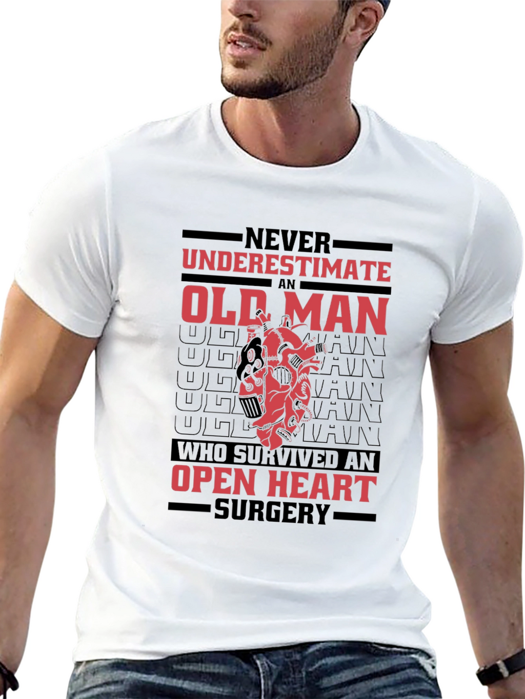 Old Man Open Heart Surgery Survivor Graphic Tee