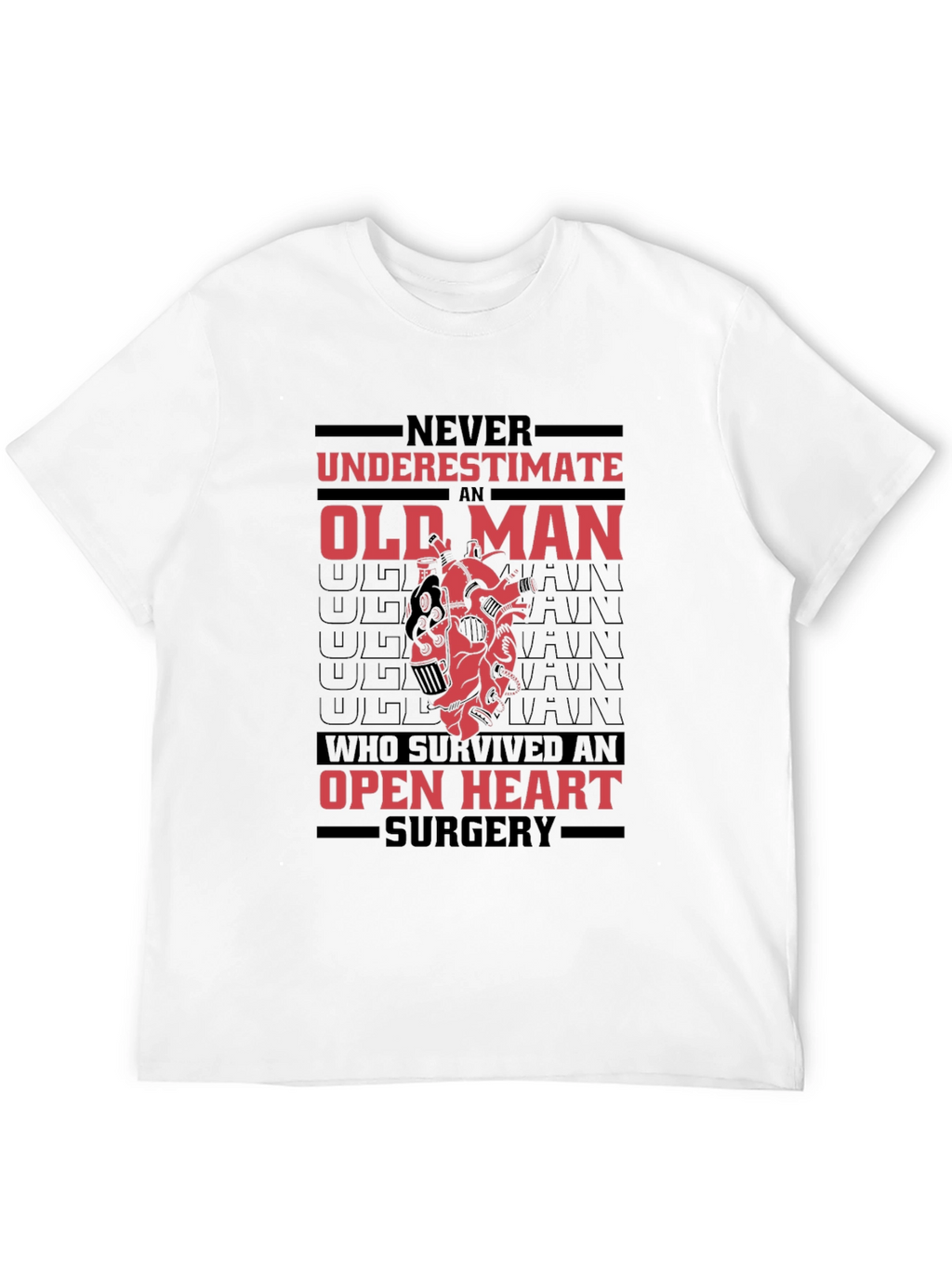Old Man Open Heart Surgery Survivor Graphic Tee