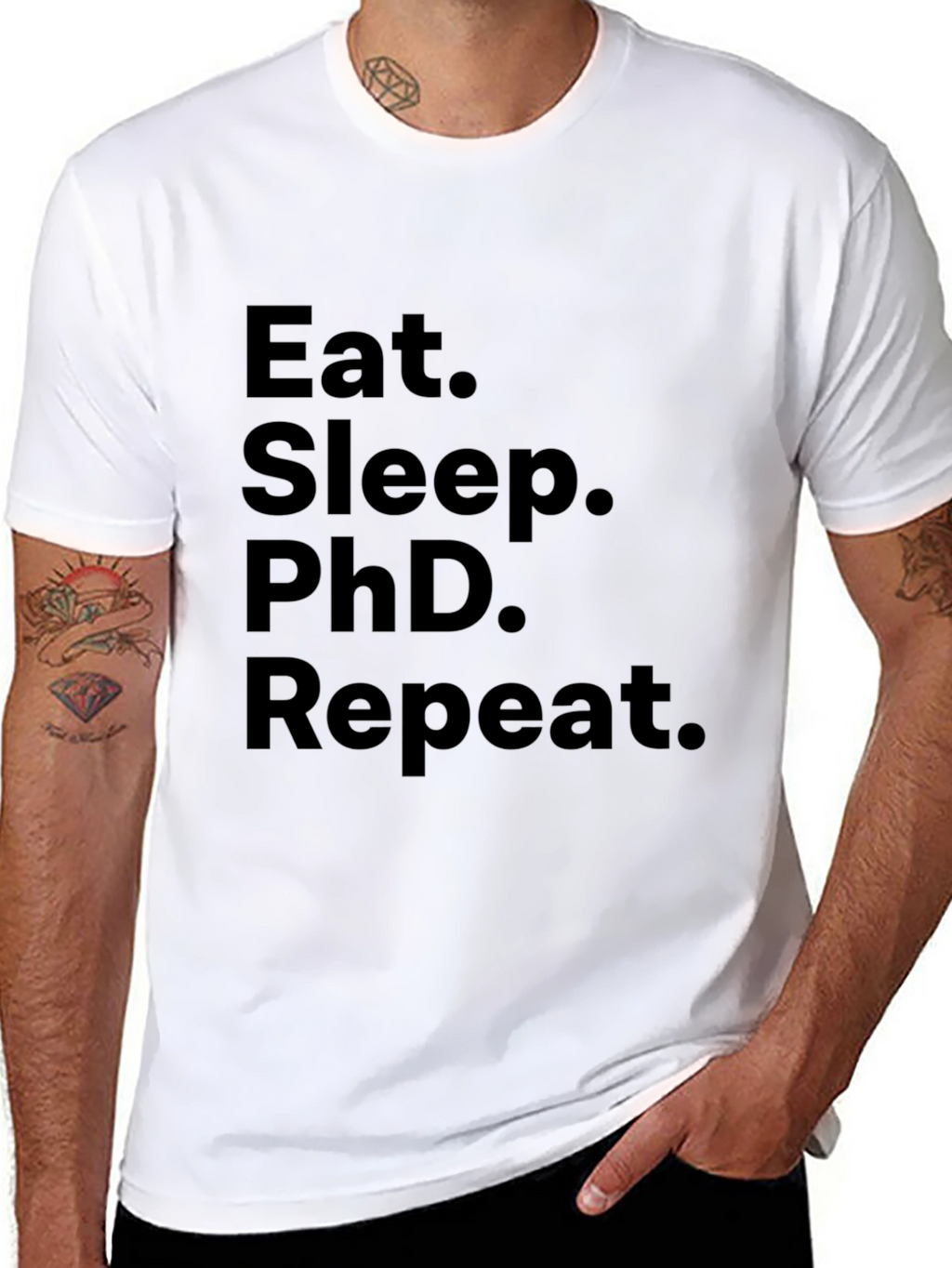 Eat Sleep PhD Repeat Black T-Shirt