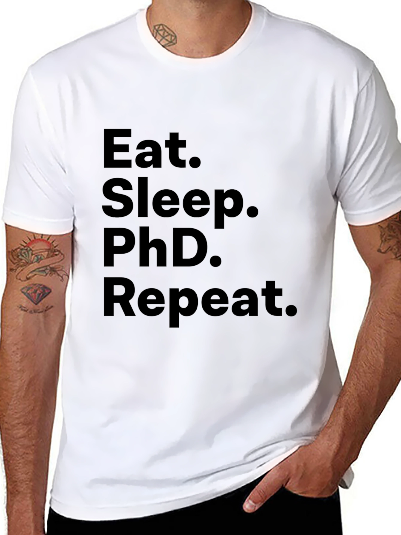 Eat Sleep PhD Repeat Black T-Shirt