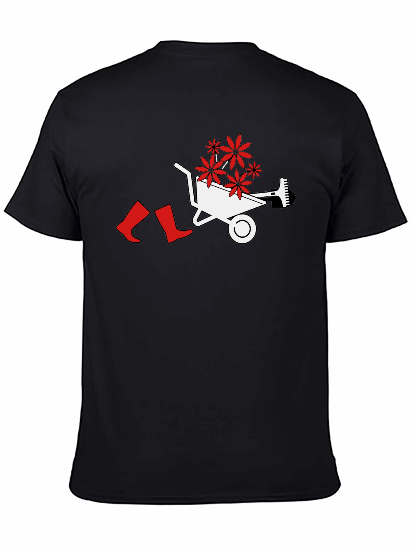 Gardening Humor Tee: Wheelbarrow Flowers & Boots Graphic T-Shirt