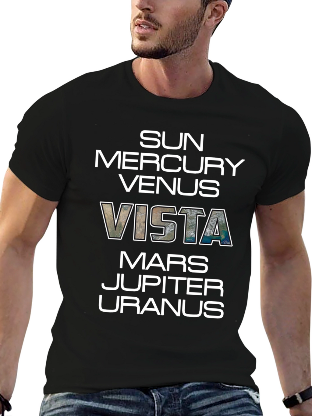 Planets Vista Graphic Black T-Shirt