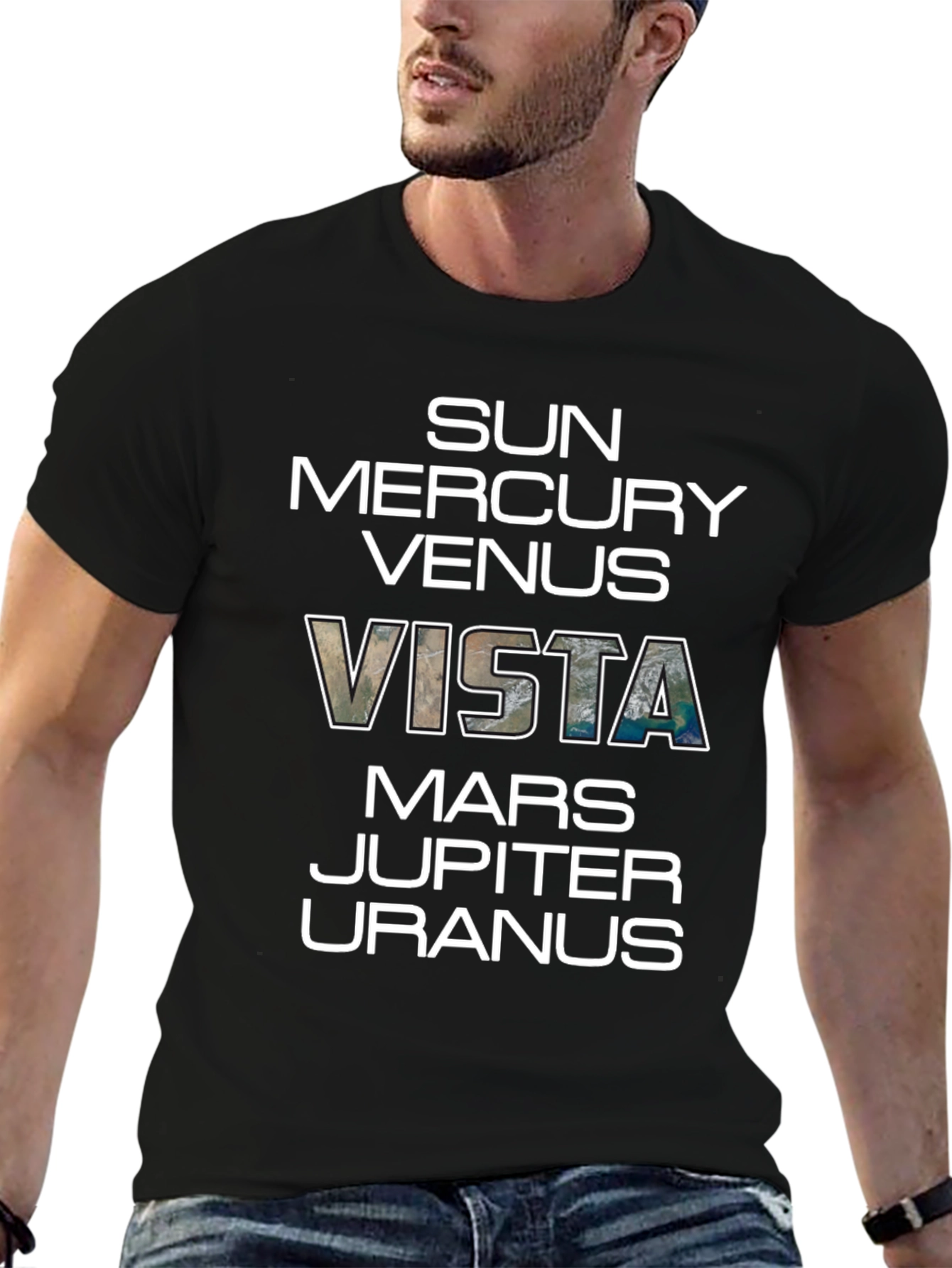 Planets Vista Graphic Black T-Shirt