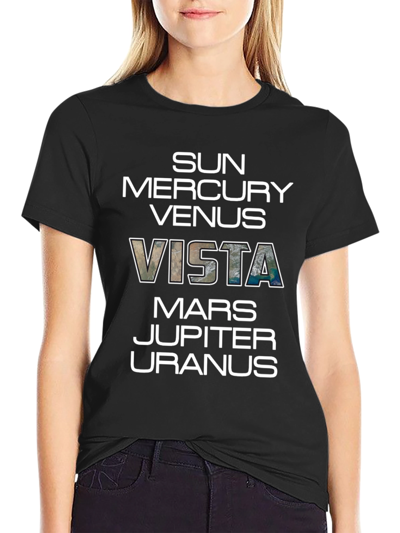 Planets Vista Graphic Black T-Shirt