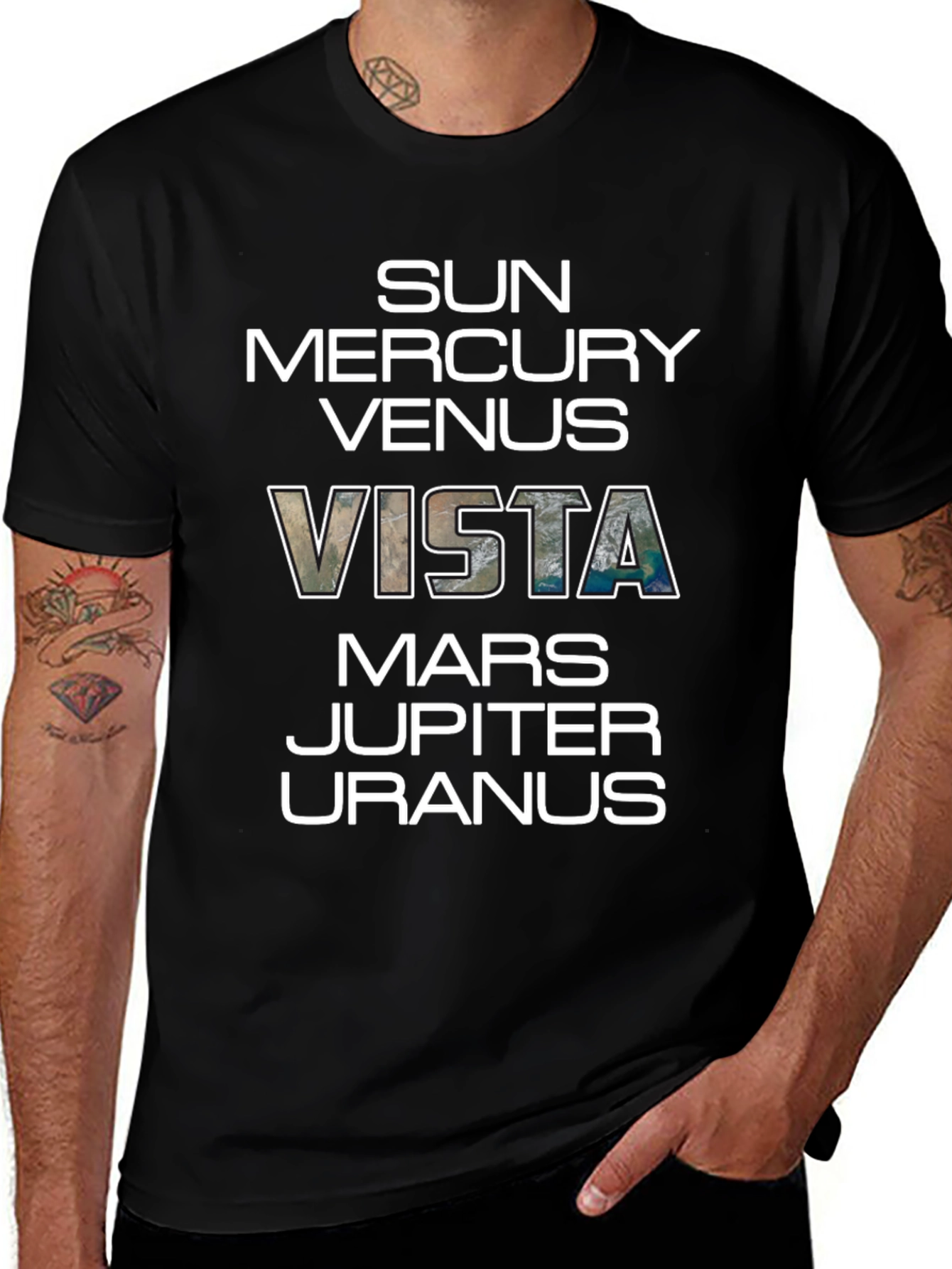 Planets Vista Graphic Black T-Shirt