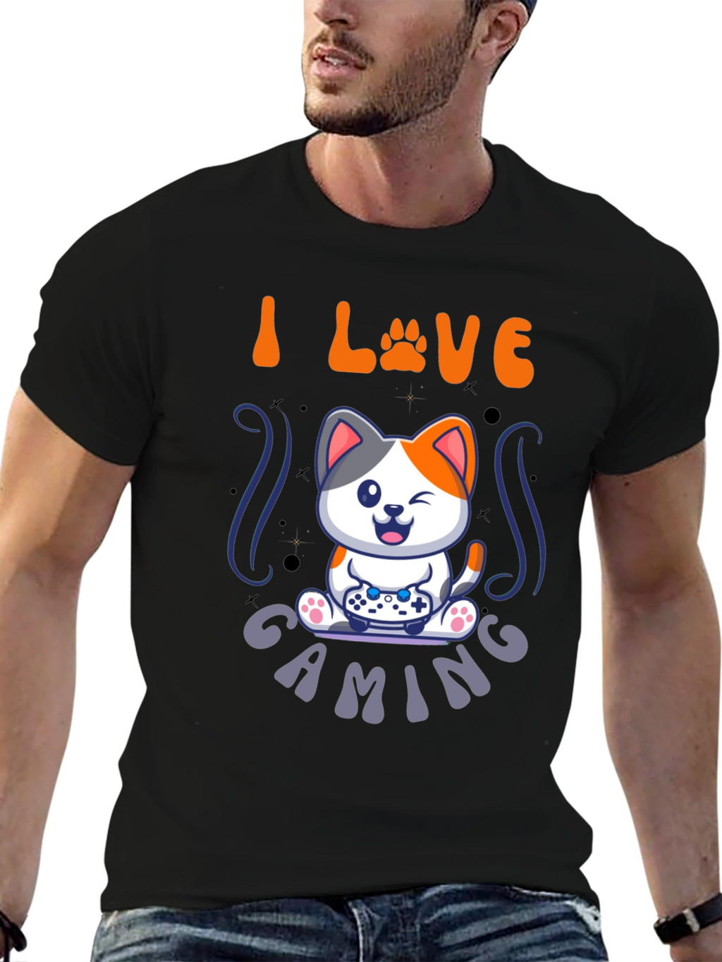 I Love Gaming Cat T-Shirt - Gamer Tee