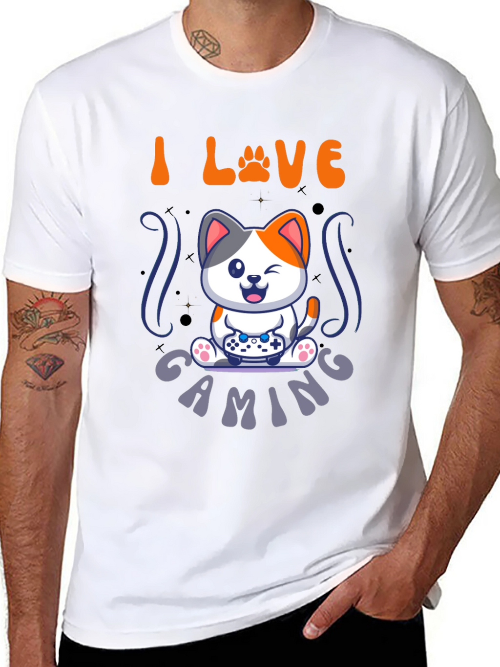 I Love Gaming Cat T-Shirt - Gamer Tee