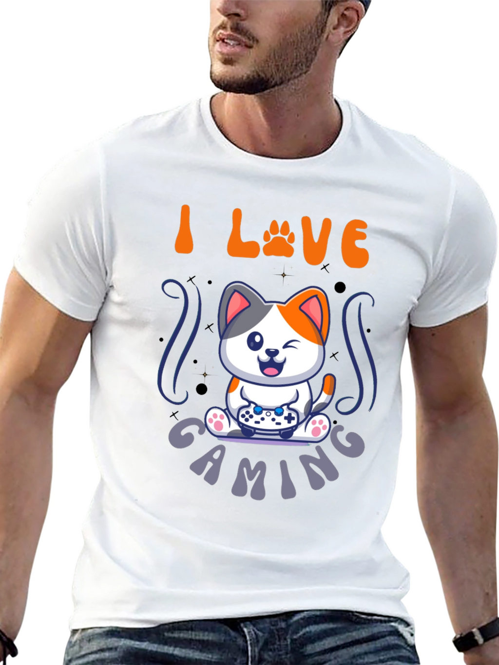I Love Gaming Cat T-Shirt - Gamer Tee