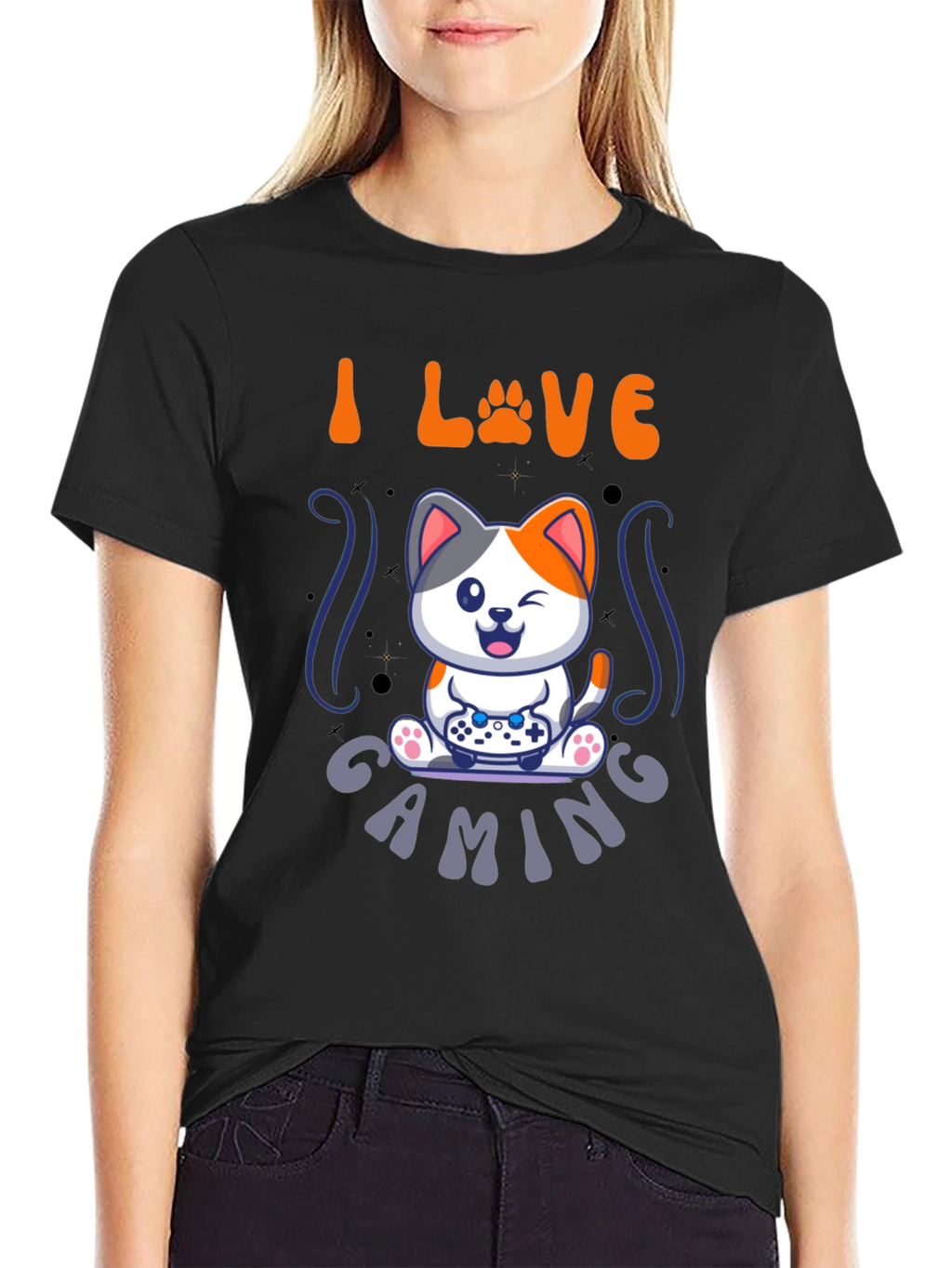 I Love Gaming Cat T-Shirt - Gamer Tee