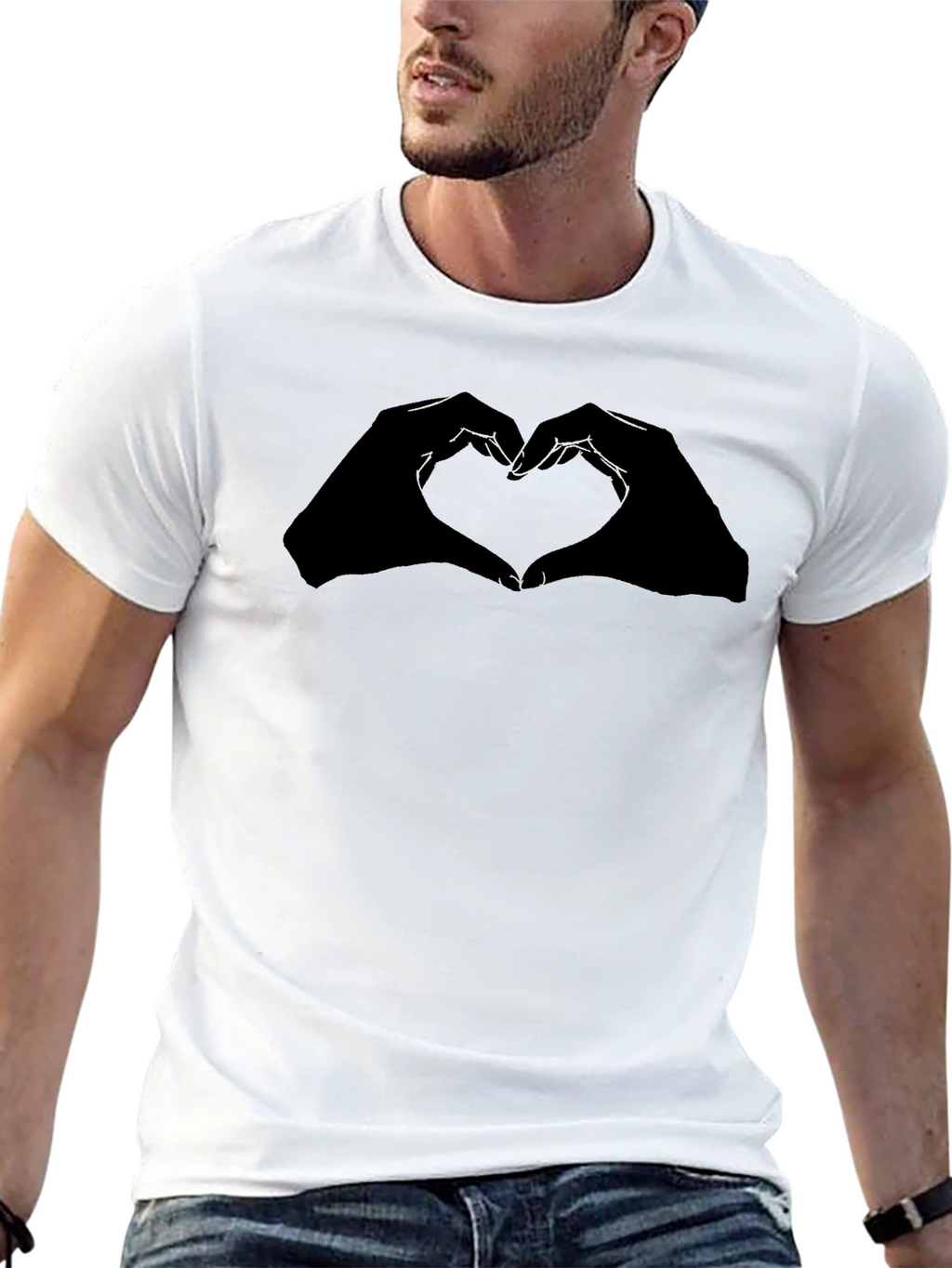 Heart Hands Graphic Black T-Shirt