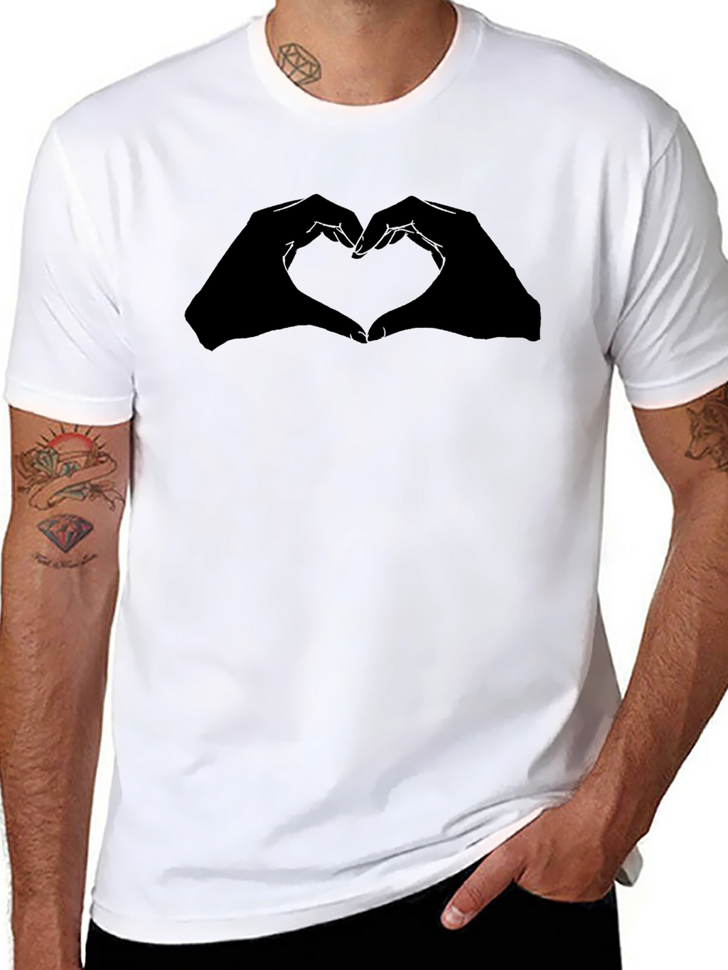 Heart Hands Graphic Black T-Shirt