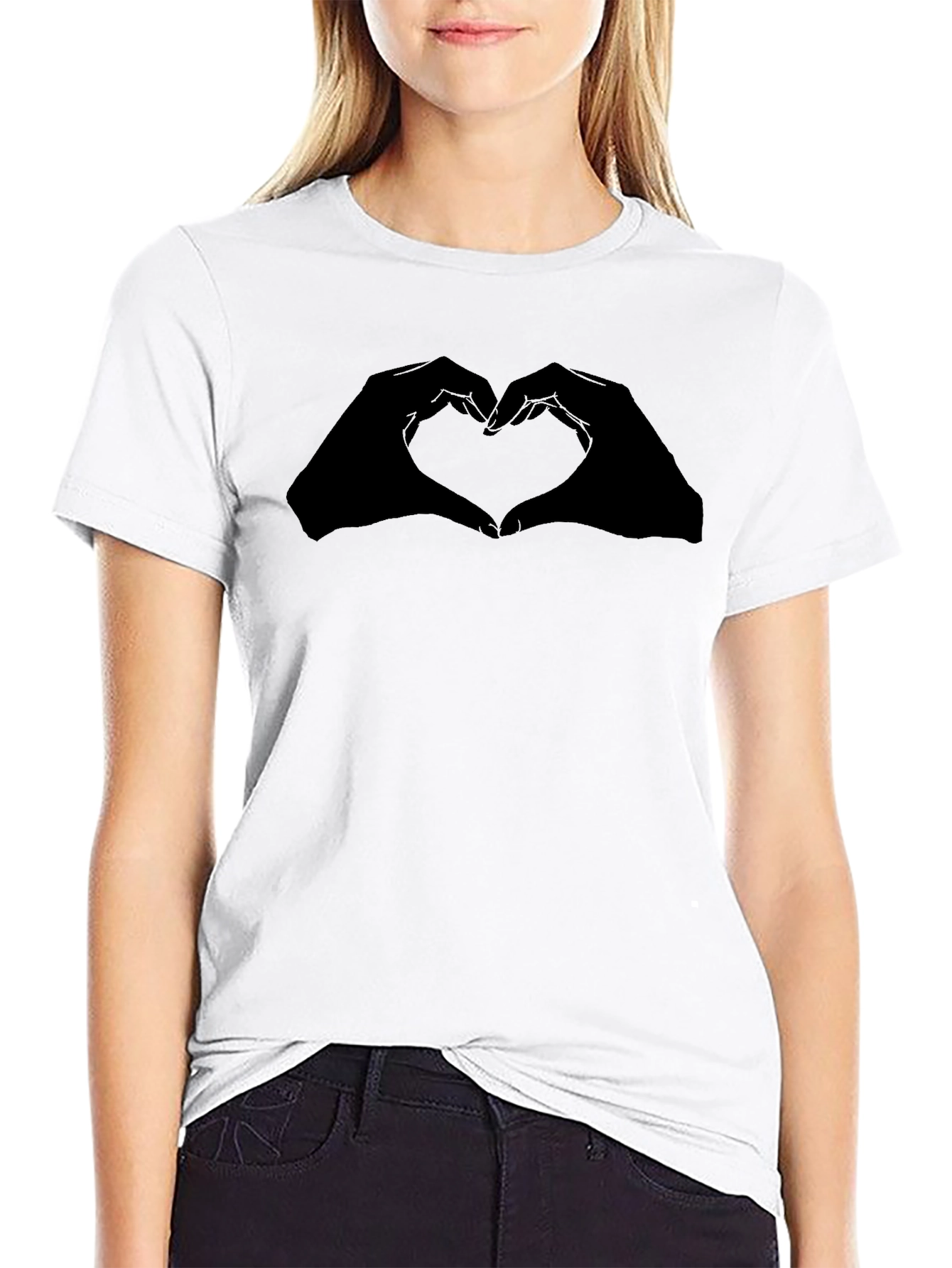 Heart Hands Graphic Black T-Shirt