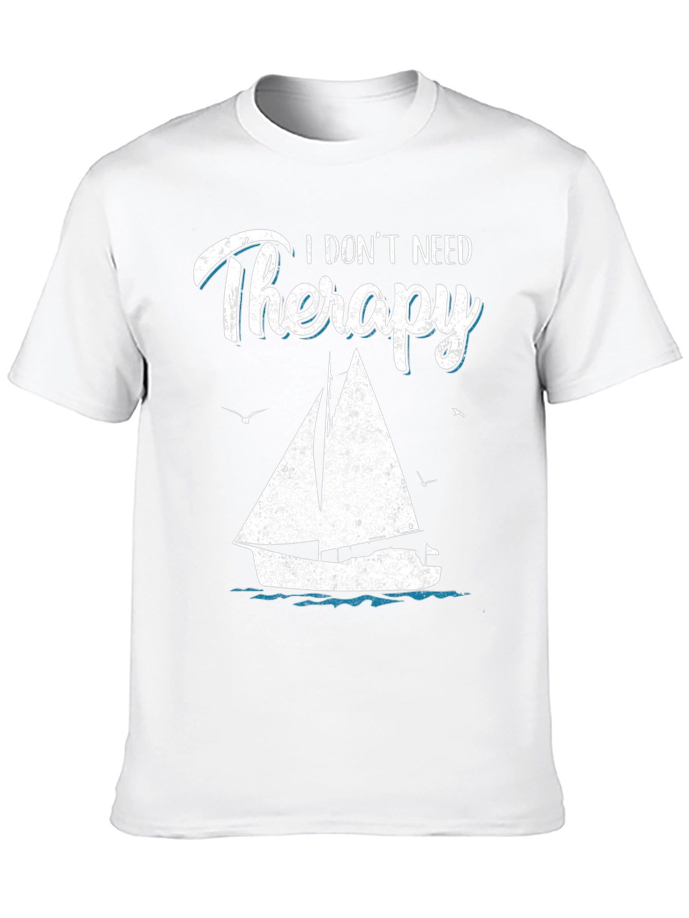 Sailboat Therapy Graphic T-Shirt: Black Cotton Tee