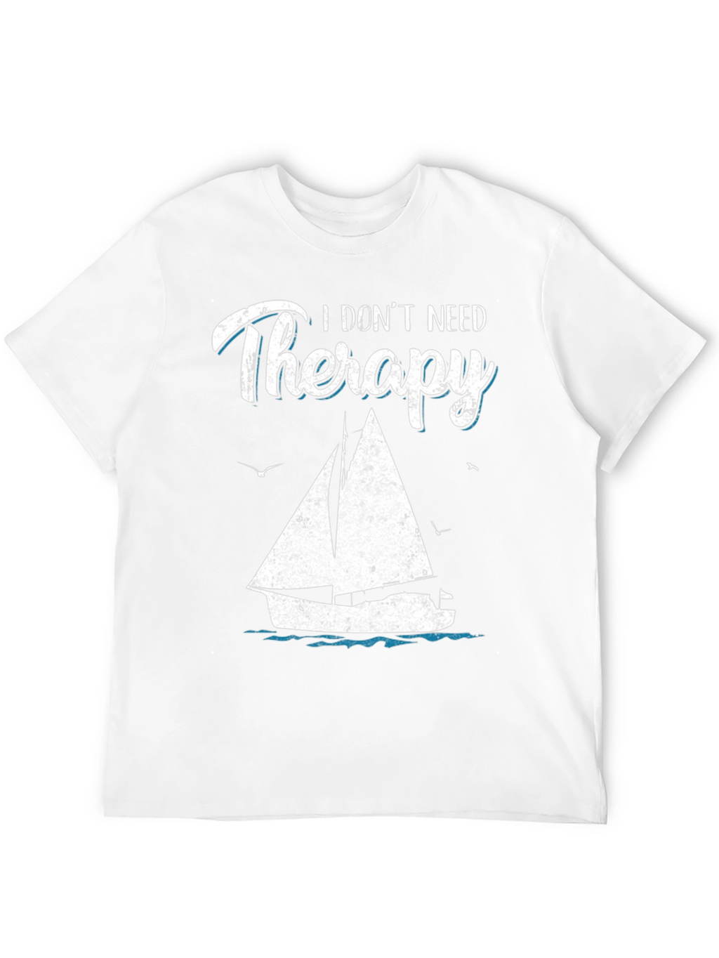 Sailboat Therapy Graphic T-Shirt: Black Cotton Tee