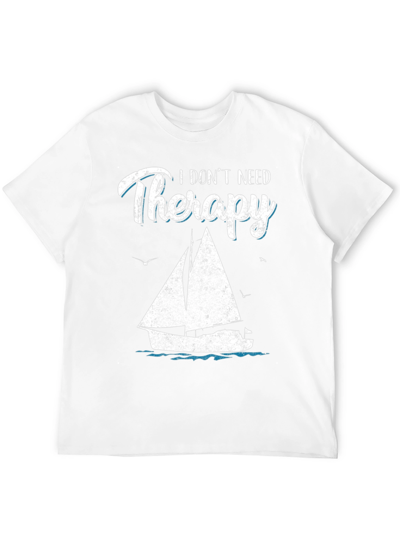 Sailboat Therapy Graphic T-Shirt: Black Cotton Tee