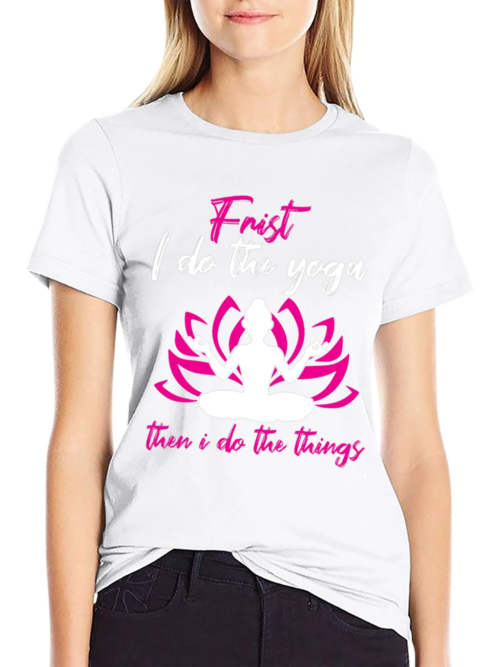 Yoga First Then Things Black Graphic Tee
