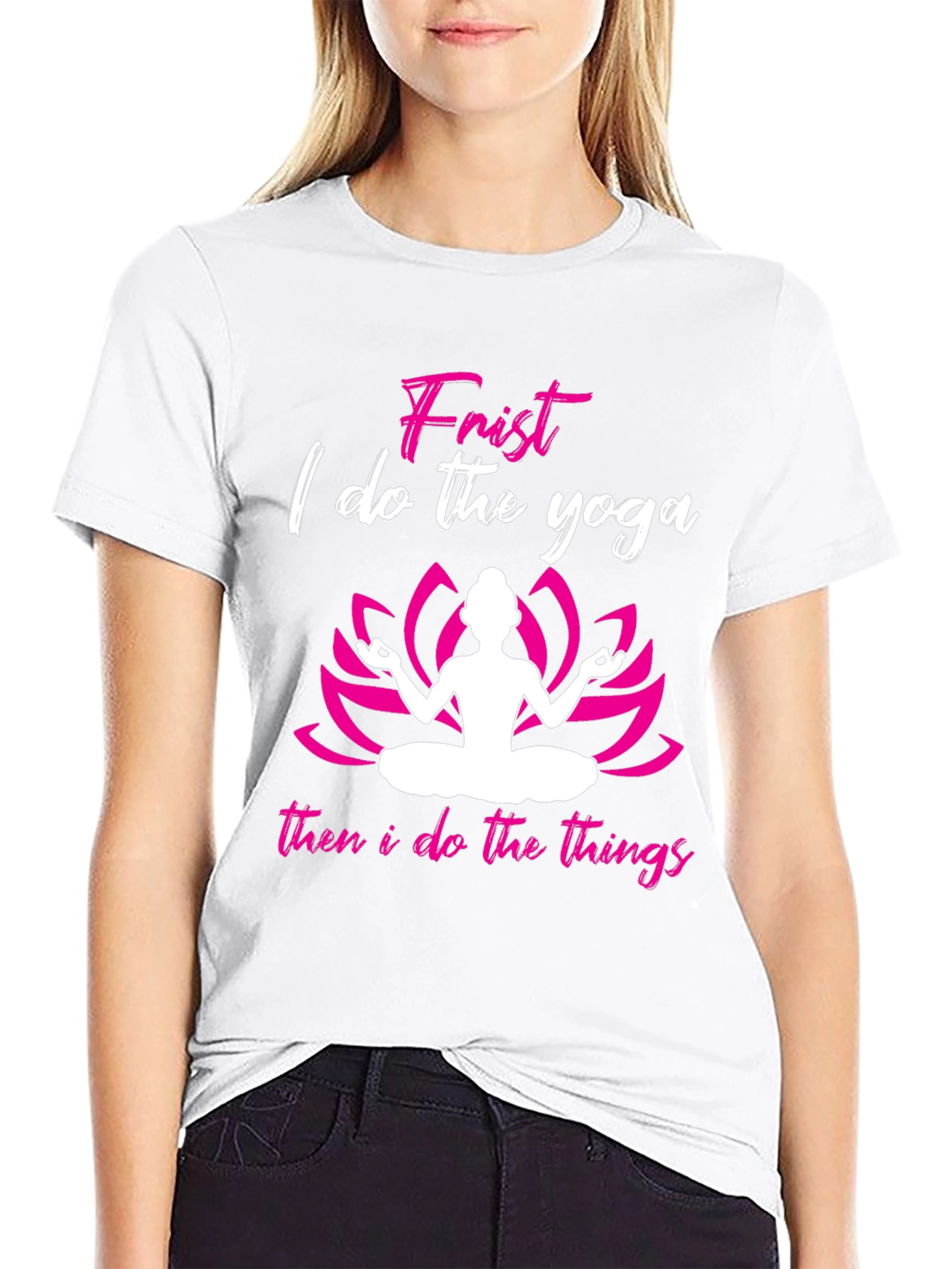 Yoga First Then Things Black Graphic Tee