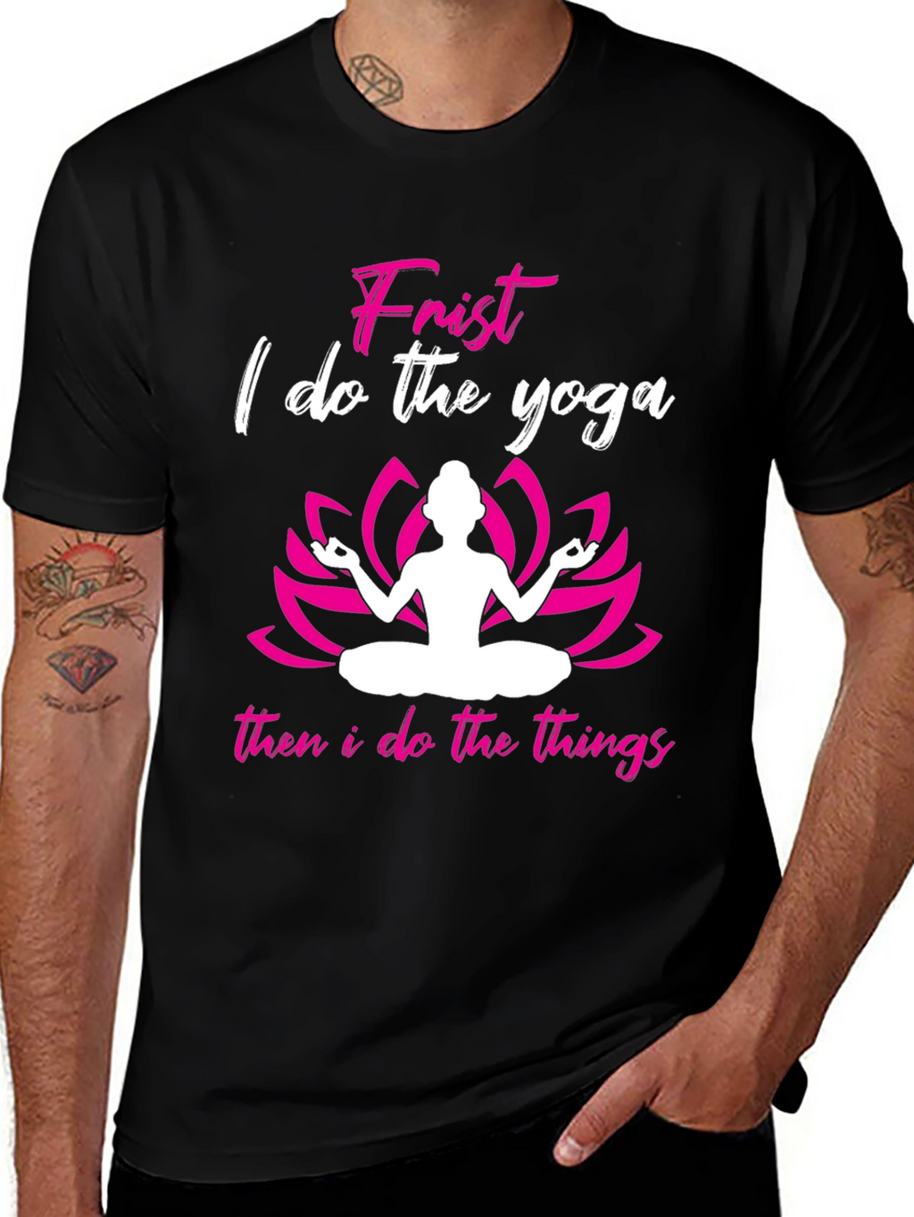 Yoga First Then Things Black Graphic Tee