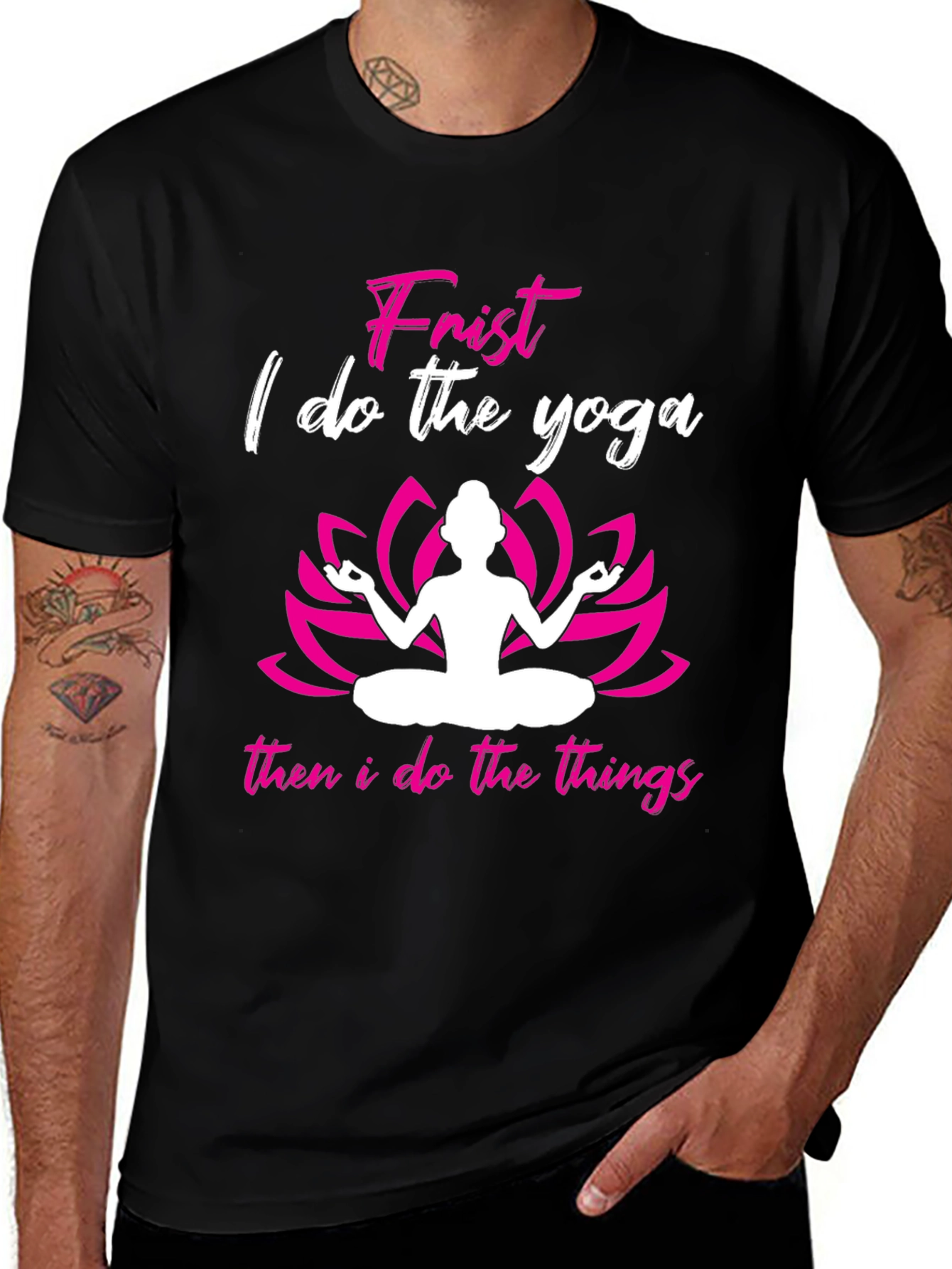 Yoga First Then Things Black Graphic Tee