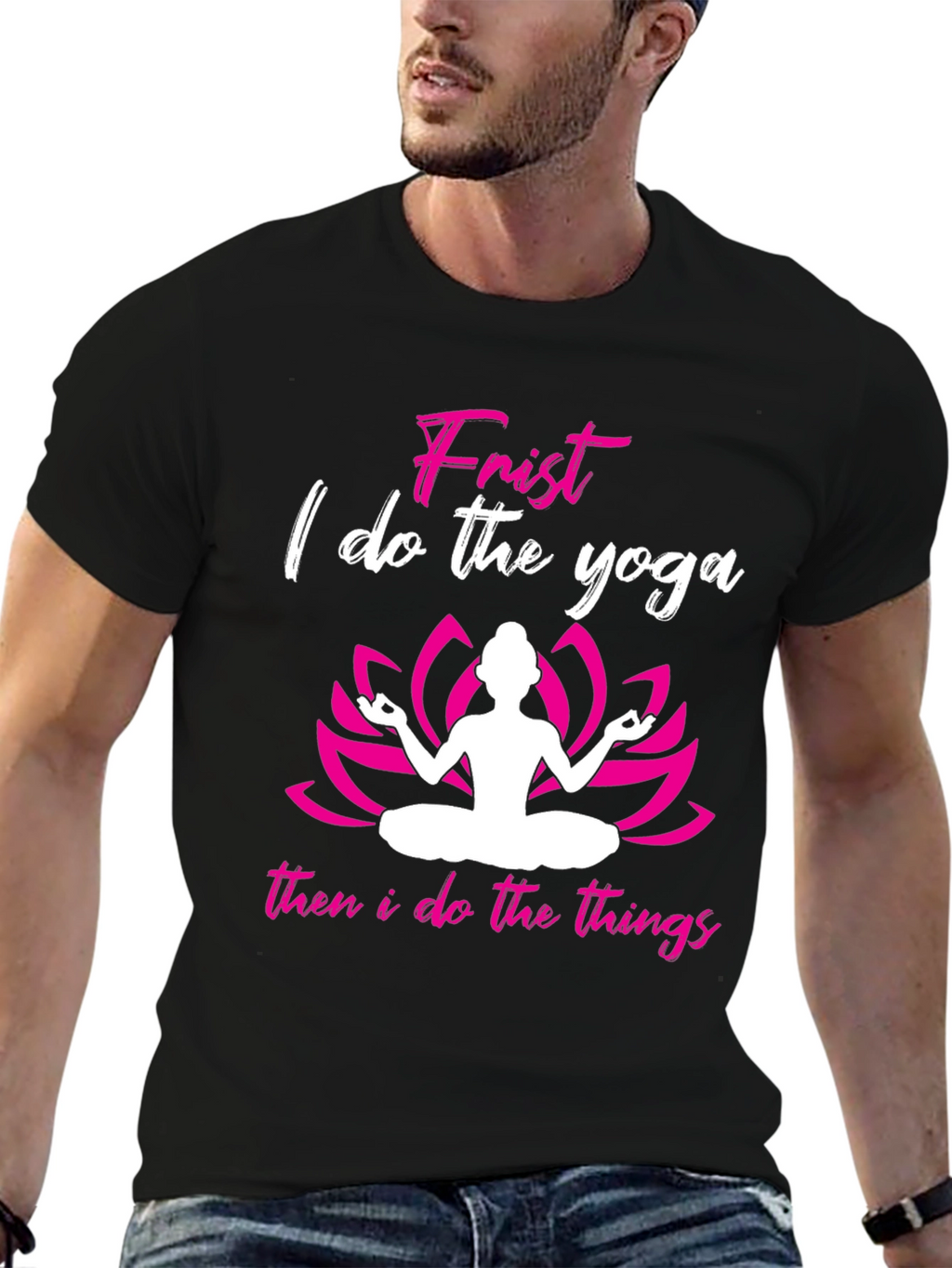 Yoga First Then Things Black Graphic Tee