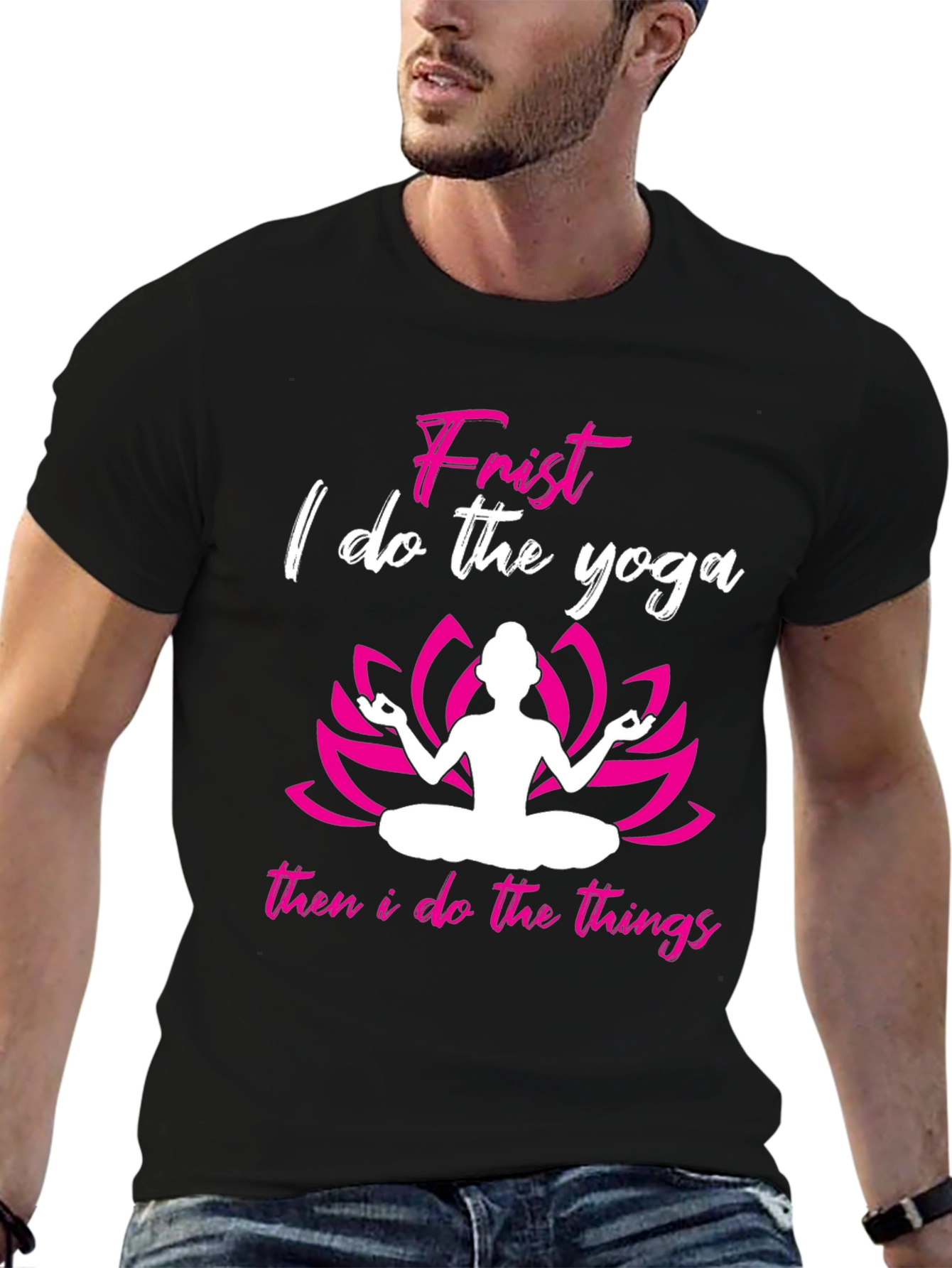 Yoga First Then Things Black Graphic Tee