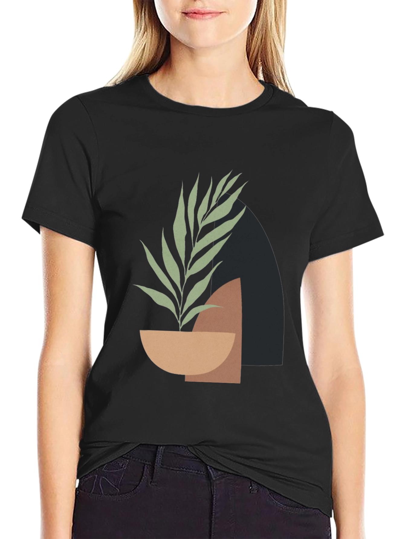 Modern Botanical Graphic Tee - Stylish Minimalist Design