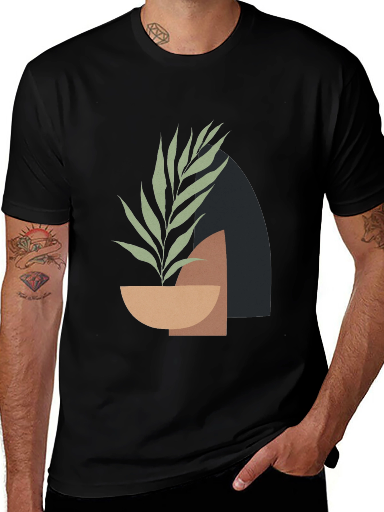 Modern Botanical Graphic Tee - Stylish Minimalist Design