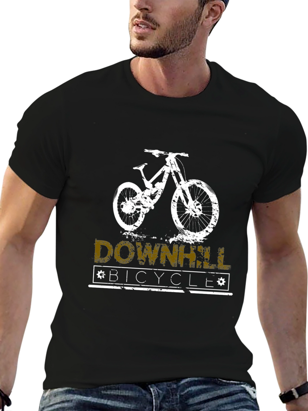 Downhill Bicycle T-Shirt - Black Graphic Tee