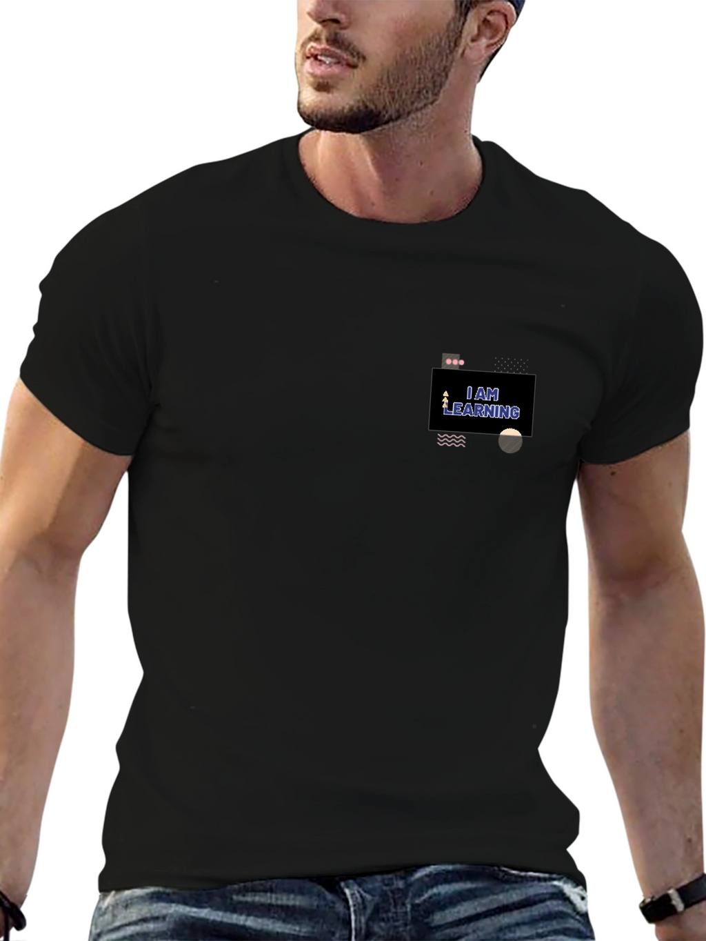 I AM LEARNING Black Graphic Tee