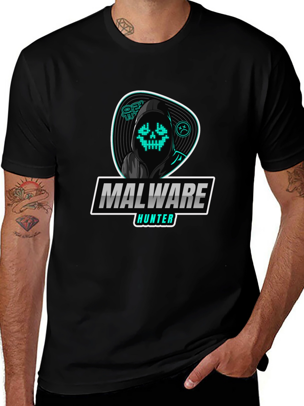 Malware Hunter Graphic T-Shirt - Hacker Style