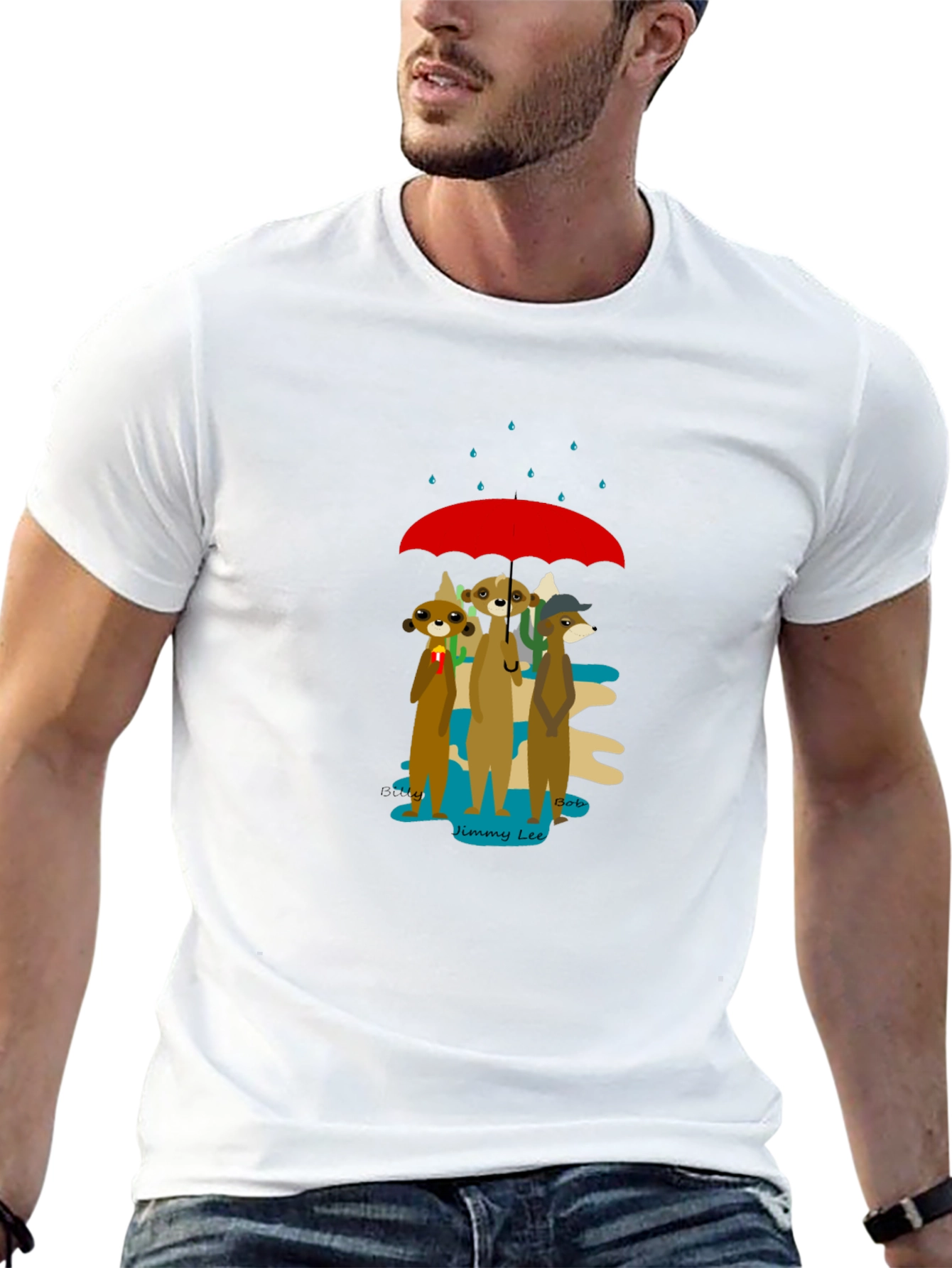Meerkat Umbrella Graphic Tee - Soft Cotton Blend