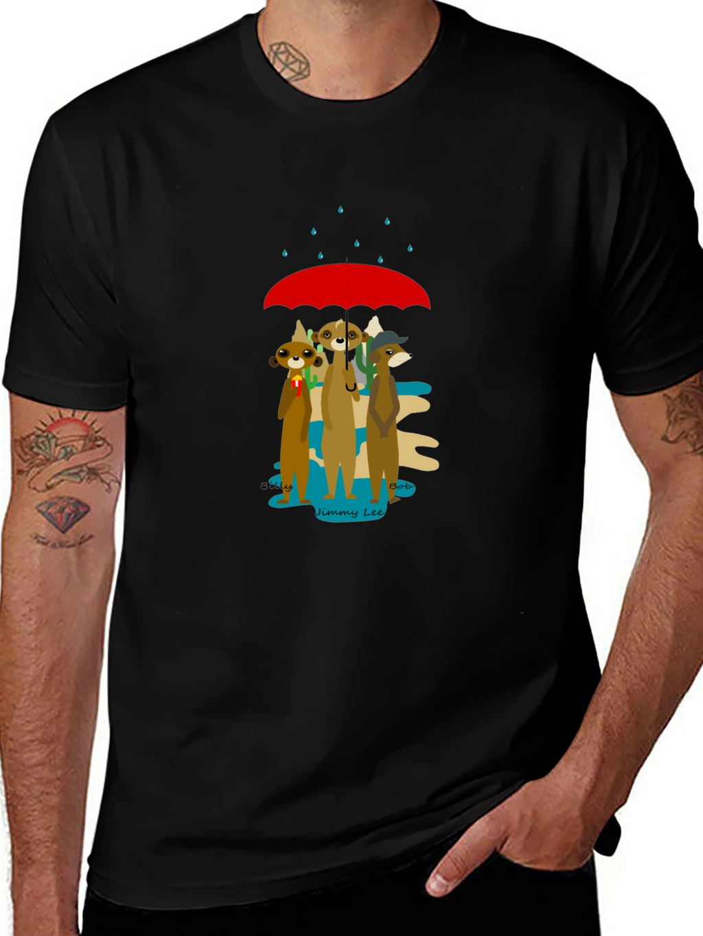 Meerkat Umbrella Graphic Tee - Soft Cotton Blend