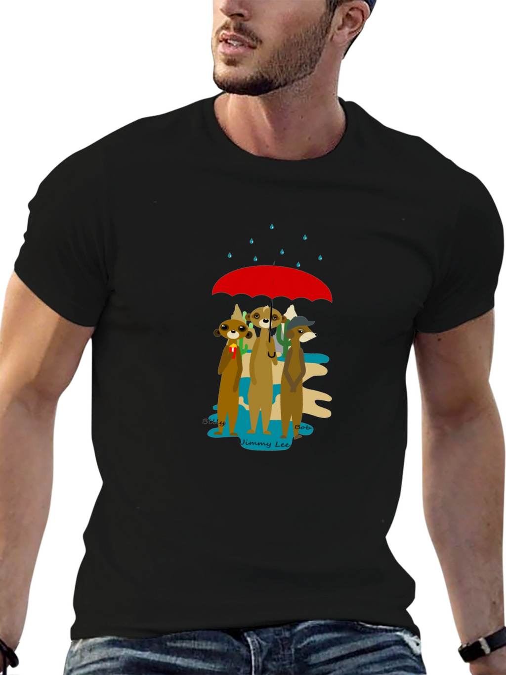 Meerkat Umbrella Graphic Tee - Soft Cotton Blend
