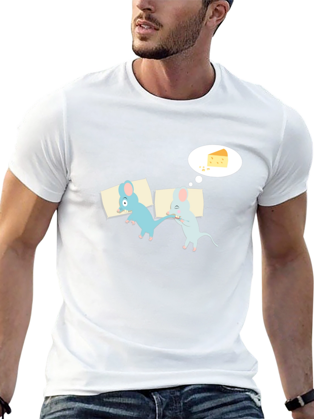 Funny Sleeping Mice Cheese Dream Graphic Tee