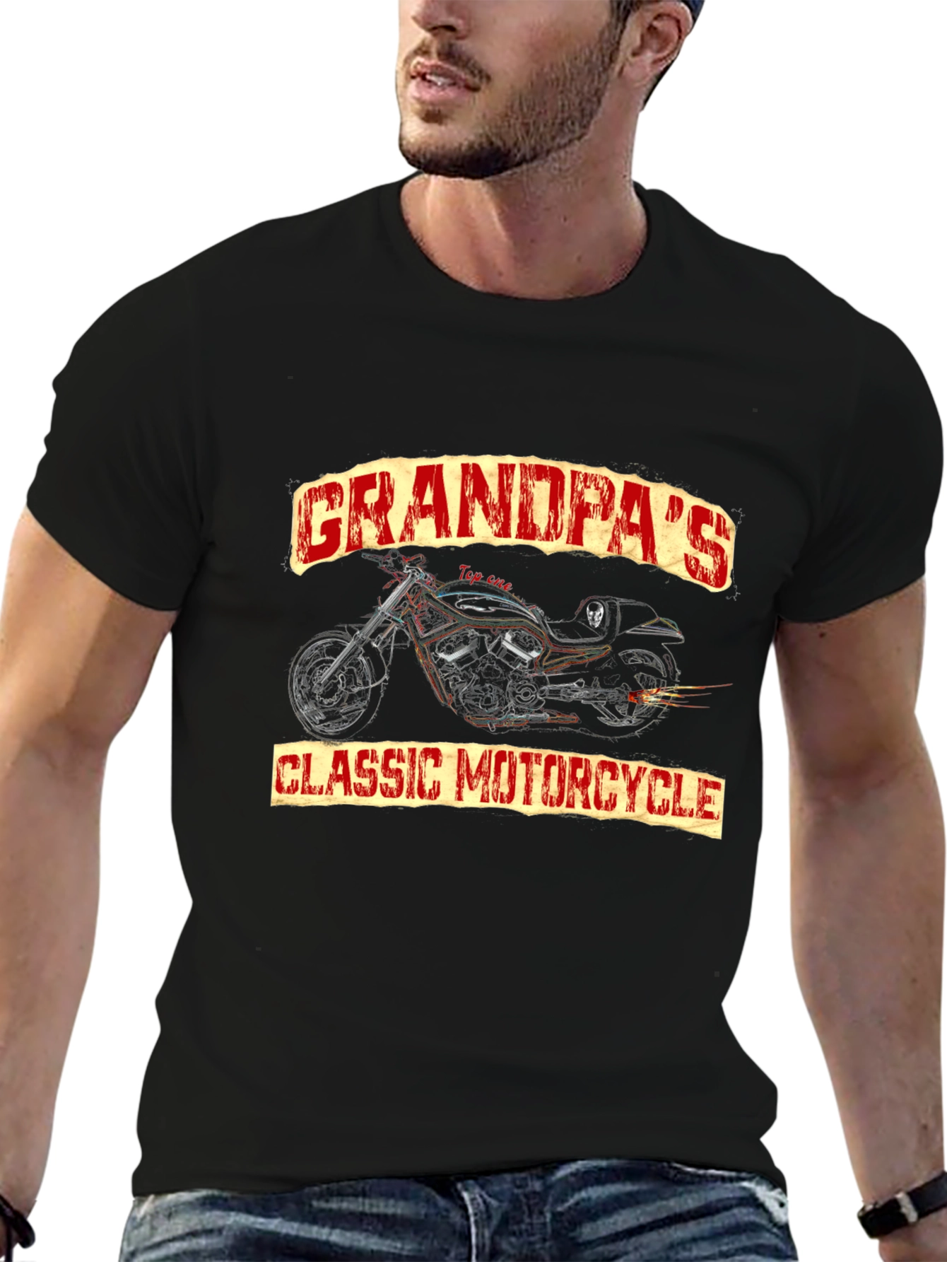 Grandpas Classic Motorcycle Graphic T-Shirt