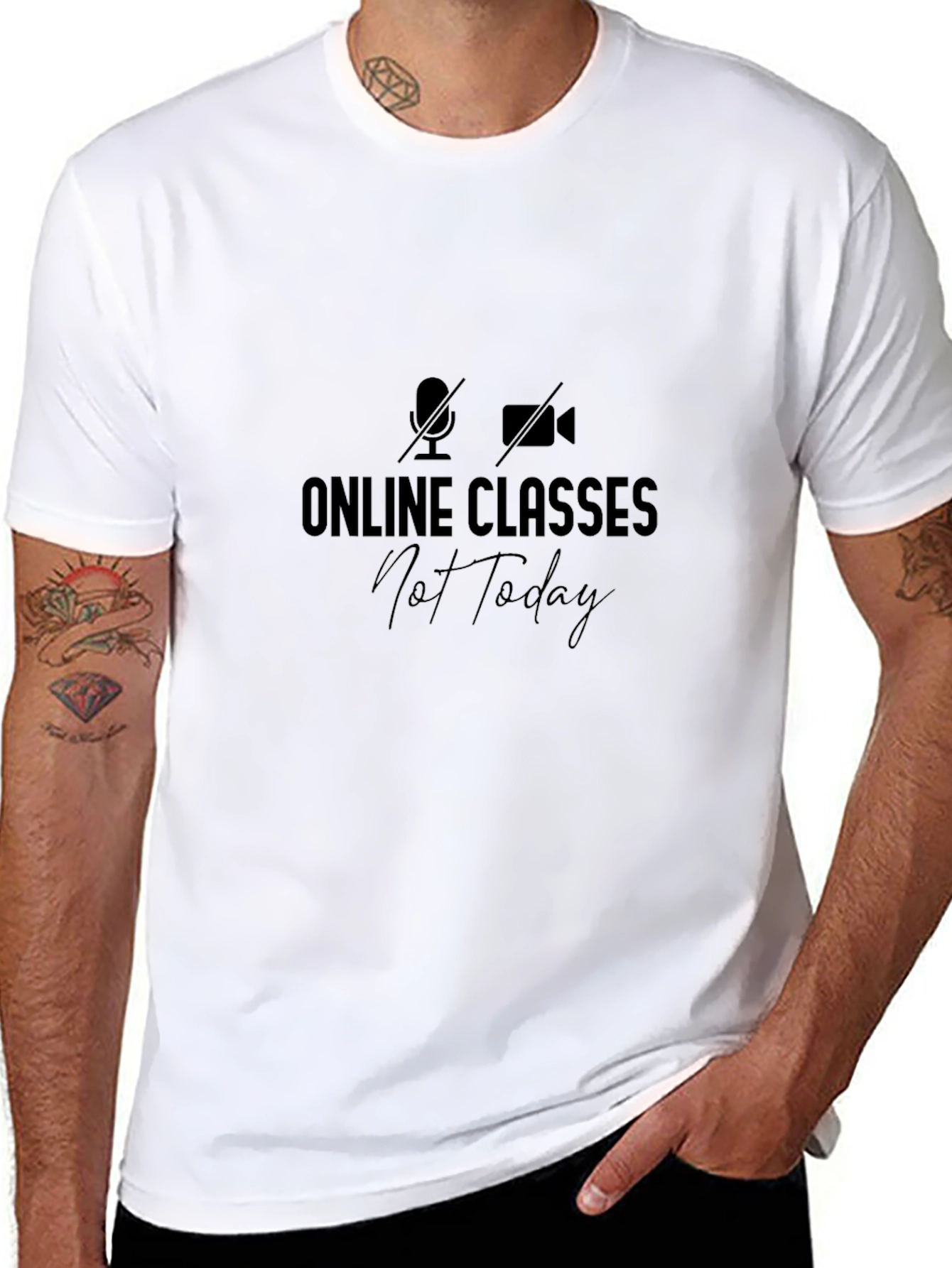 Online Classes Not Today Black T-Shirt