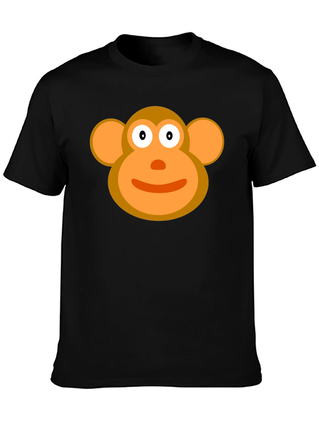 Cartoon Monkey Face Black T-Shirt