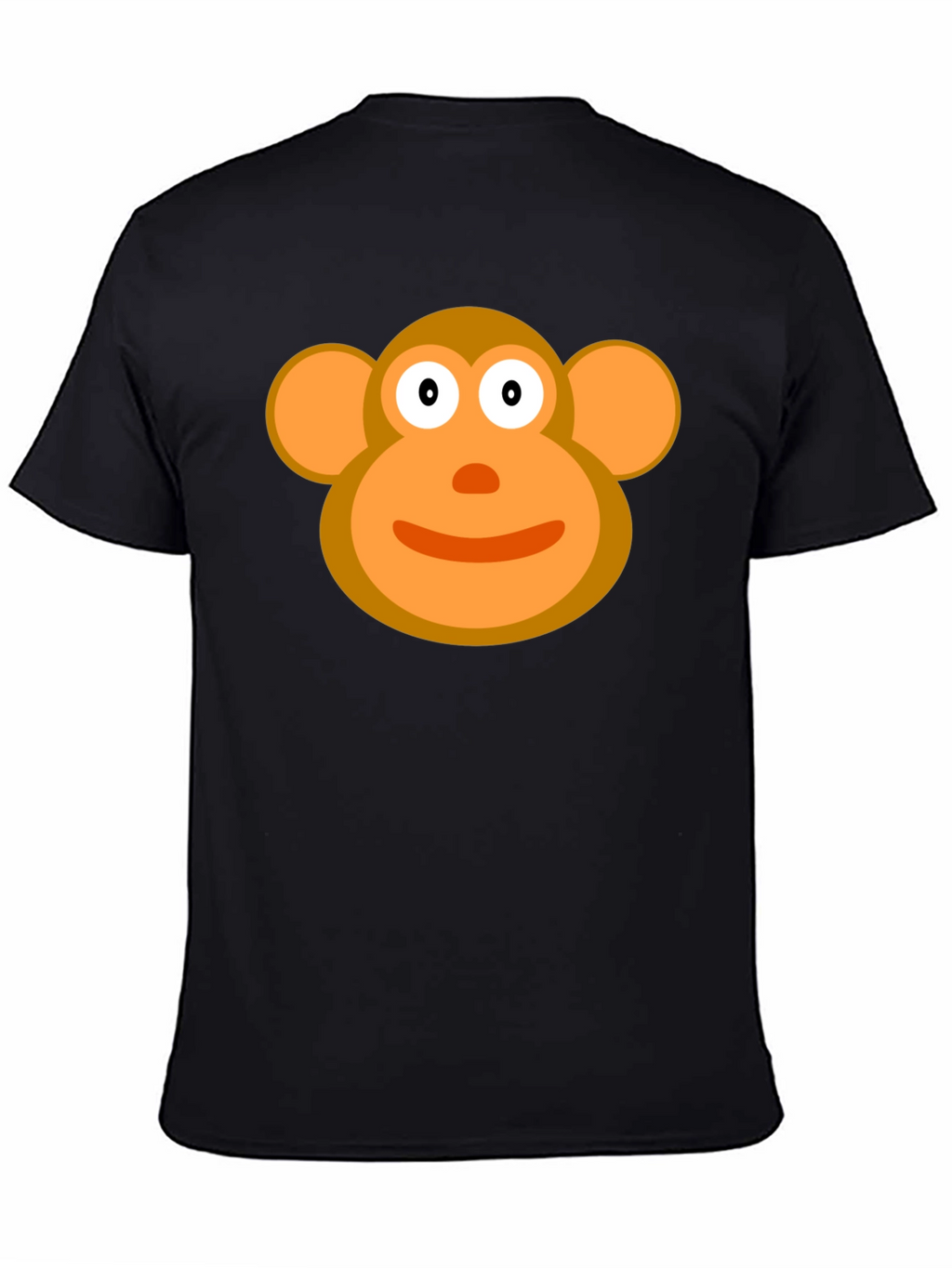 Cartoon Monkey Face Black T-Shirt
