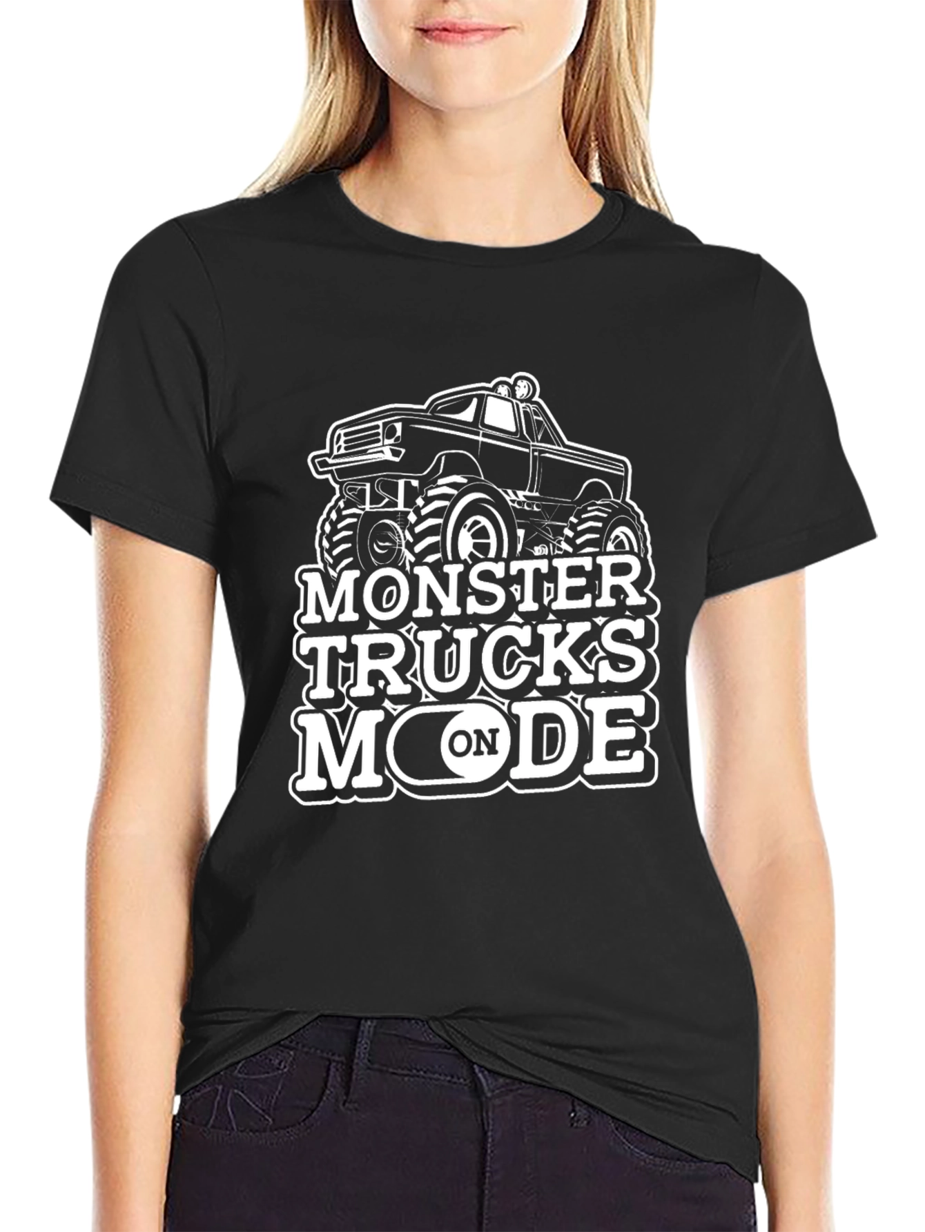 Monster Trucks Mode On Black T-Shirt