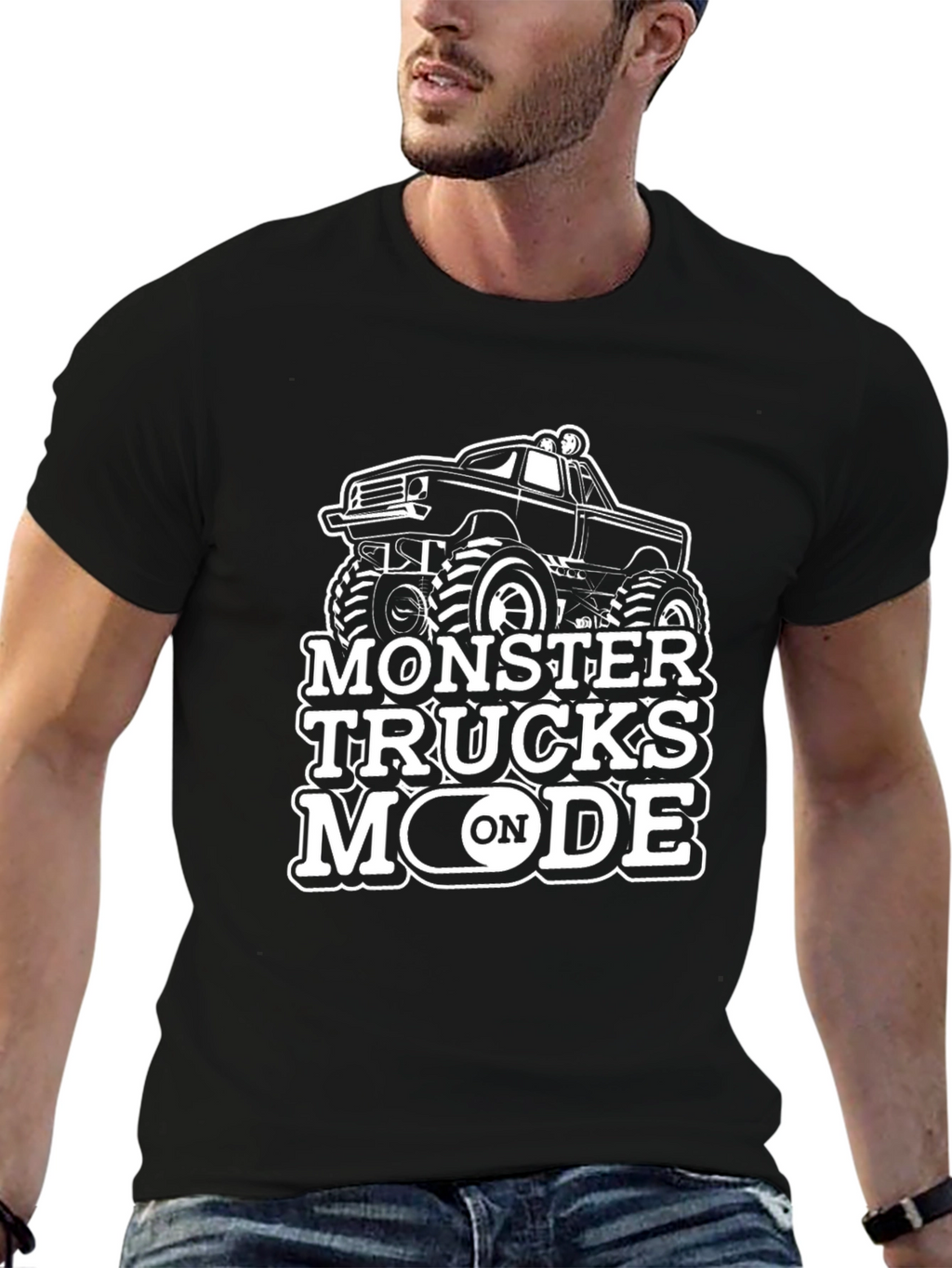 Monster Trucks Mode On Black T-Shirt