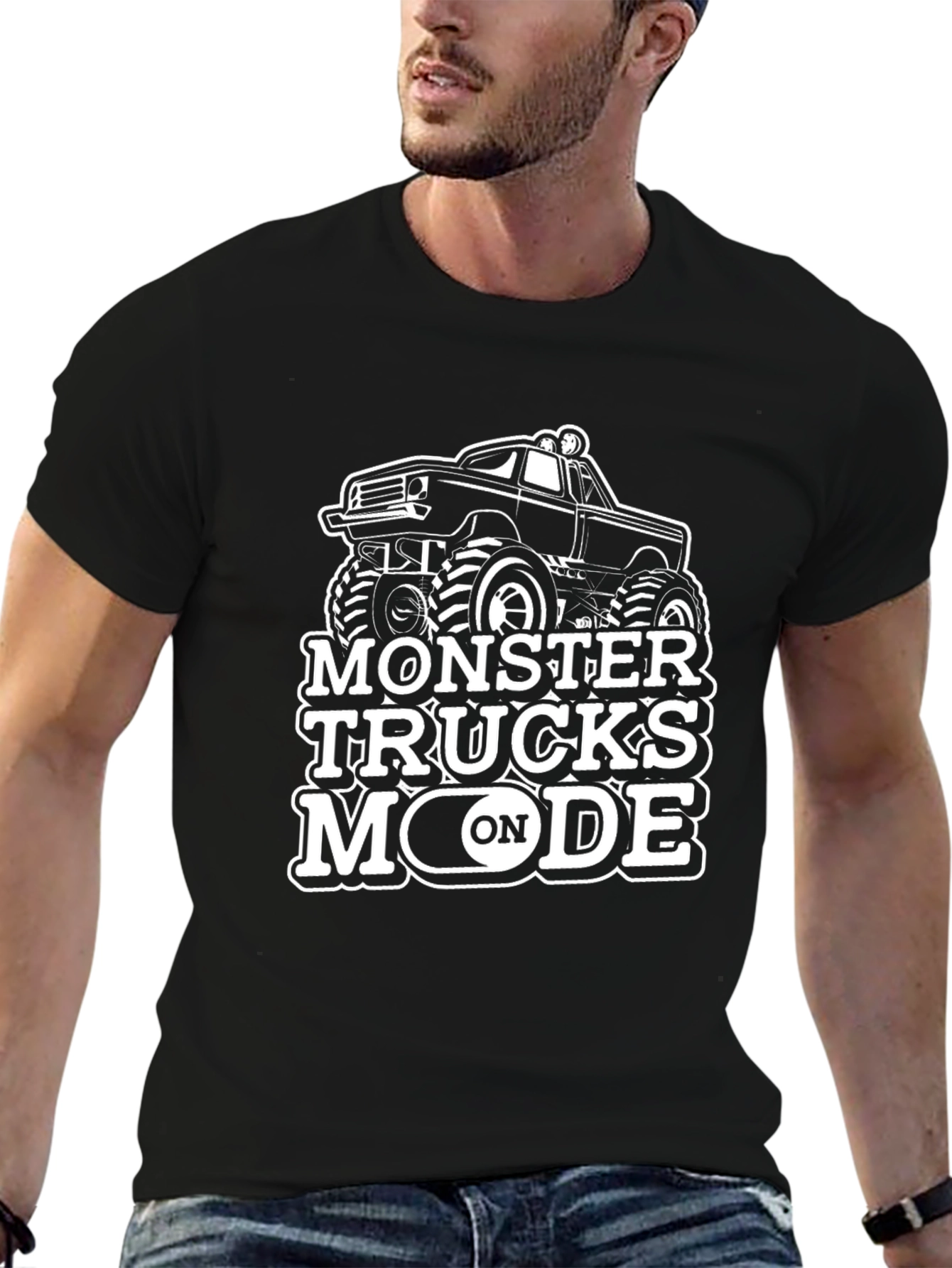 Monster Trucks Mode On Black T-Shirt