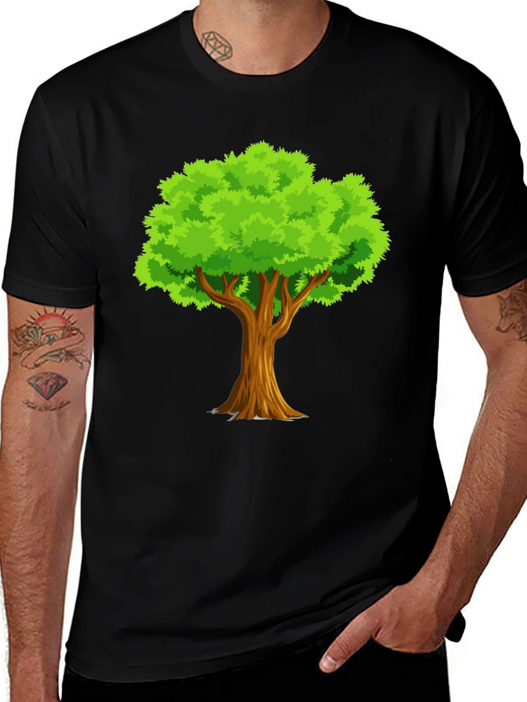 Mens Black Tree Graphic T-Shirt