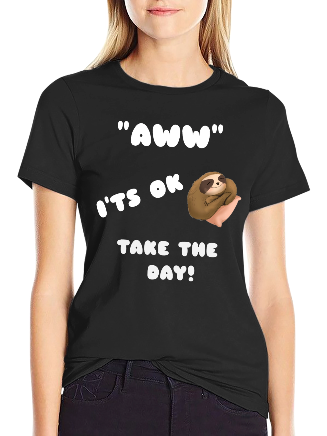 Relaxed Sloth Graphic Tee - Take the Day!
